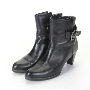 Stuart Weitzman Black Leather Buckle Ankle Booties Womens 6 M Spain OW88598
